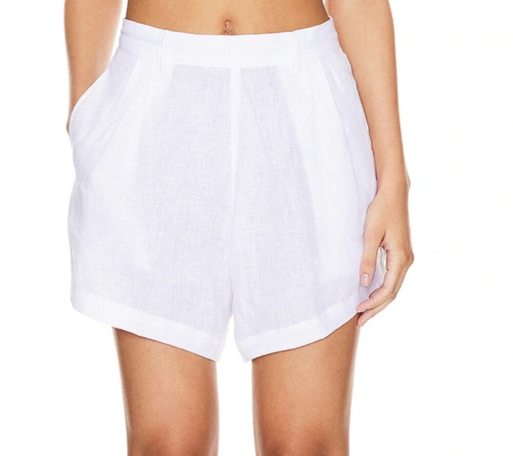 Vitamin A Getaway Shorts Pull On Side Seam Pockets EcoLinen White Size Small